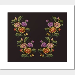 Women's national clothing with floral  embroidery stitch Posters and Art